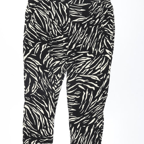 Marks and Spencer Womens Black Animal Print Viscose Trousers Size 14 L28 in Regular