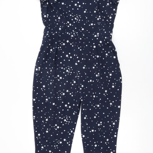 Definitions Womens Blue Geometric Polyester Jumpsuit One-Piece Size 10 L25 in Zip