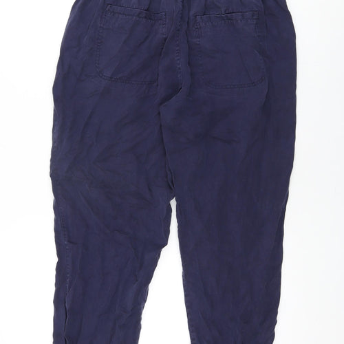 Fat Face Womens Blue Lyocell Trousers Size 12 L28 in Regular Drawstring