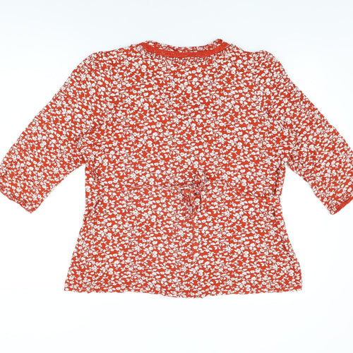 Rocha John Rocha Womens Red Floral Viscose Basic T-Shirt Size 20 V-Neck