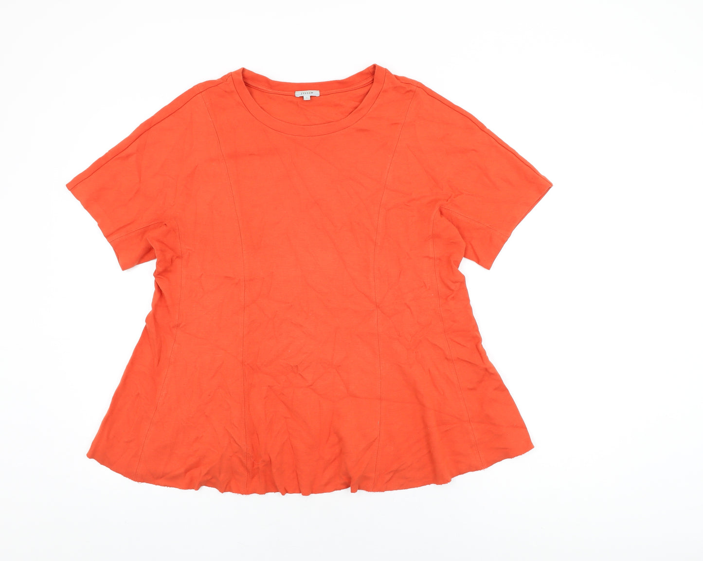 Jigsaw Womens Red Viscose Basic T-Shirt Size L Round Neck