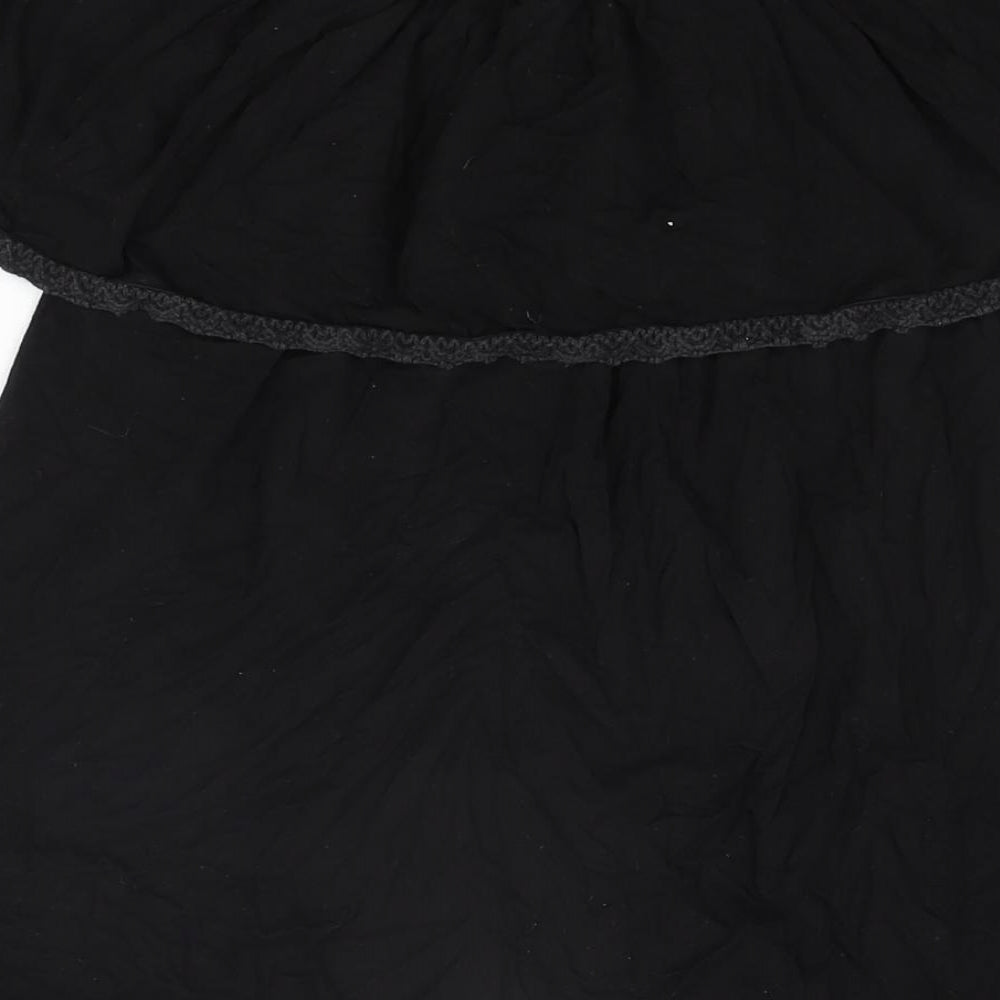 Evans Womens Black Floral Viscose Basic T-Shirt Size 18 Off the Shoulder