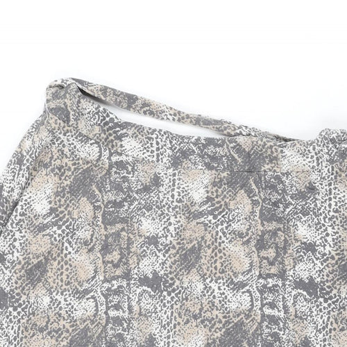 NEXT Womens Beige Animal Print Viscose Wrap Skirt Size 14 Tie