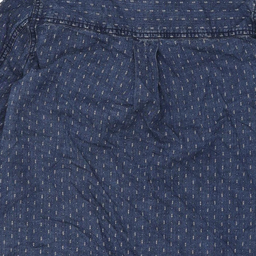 Mango Womens Blue Geometric Cotton Shift Size S Collared Snap