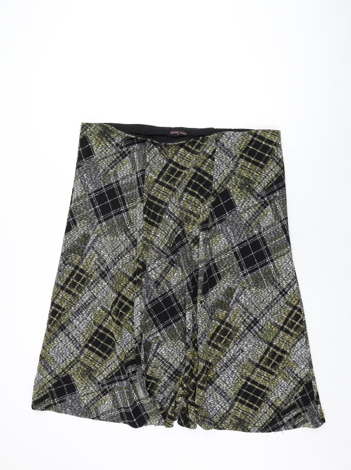 Anna Rose Womens Black Plaid Polyester Swing Skirt Size 20