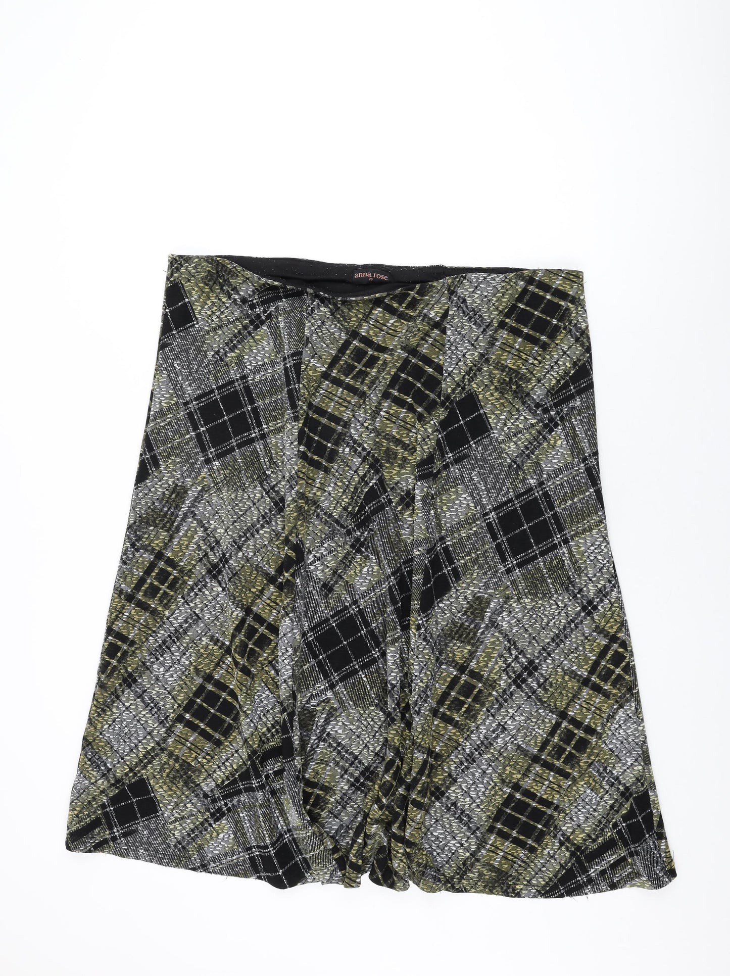 Anna Rose Womens Black Plaid Polyester Swing Skirt Size 20