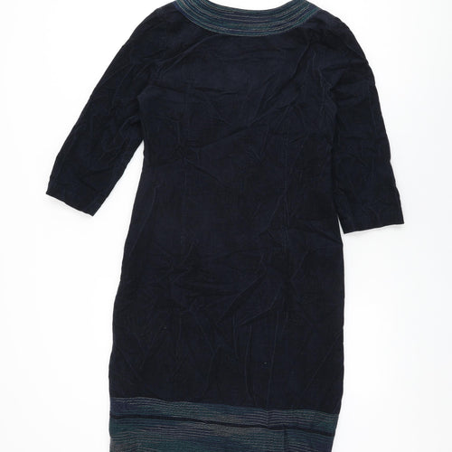 Boden Womens Blue Cotton Shift Size 8 Round Neck Zip