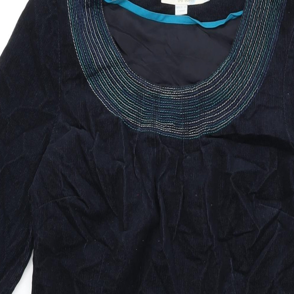 Boden Womens Blue Cotton Shift Size 8 Round Neck Zip
