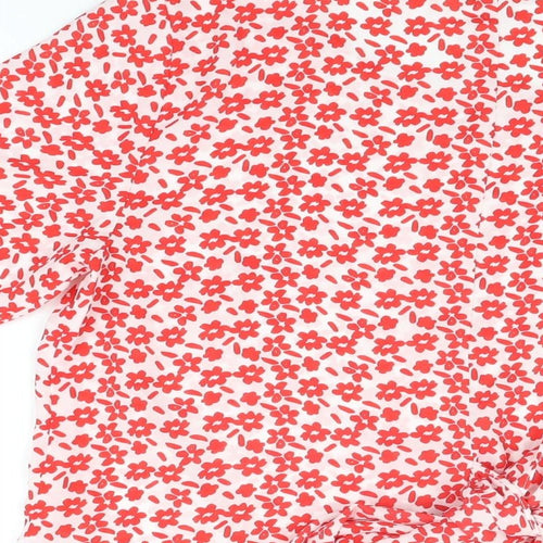 Kaleidoscope Womens White Floral Polyester Basic Blouse Size 12 Round Neck