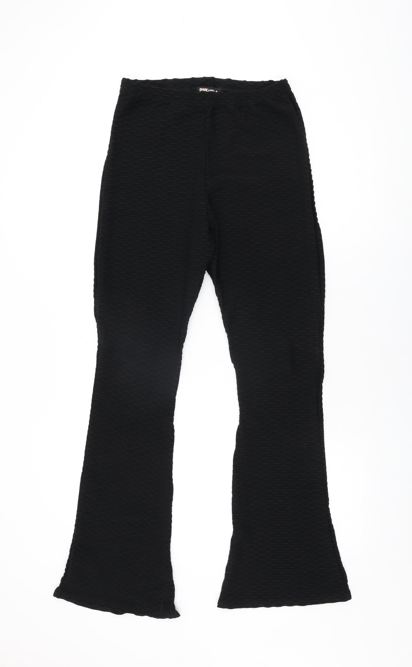 Pink Vanilla Womens Black Polyester Trousers Size 12 L30 in Regular