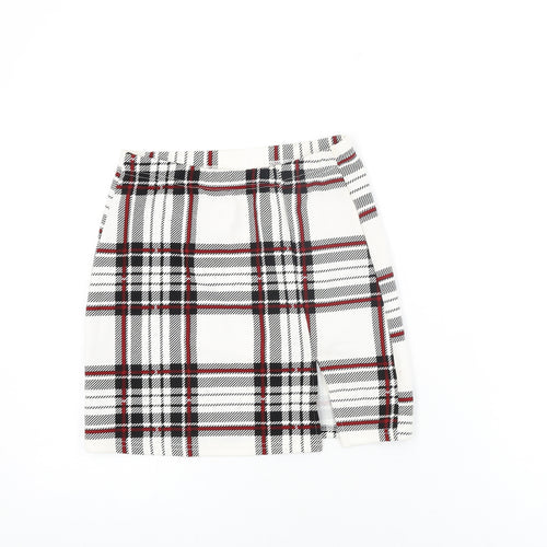 Joocy Babi Womens White Plaid Cotton Mini Skirt Size XS