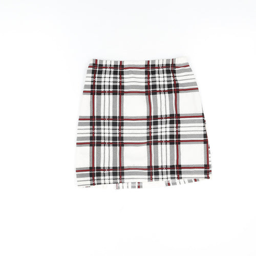 Joocy Babi Womens White Plaid Cotton Mini Skirt Size XS