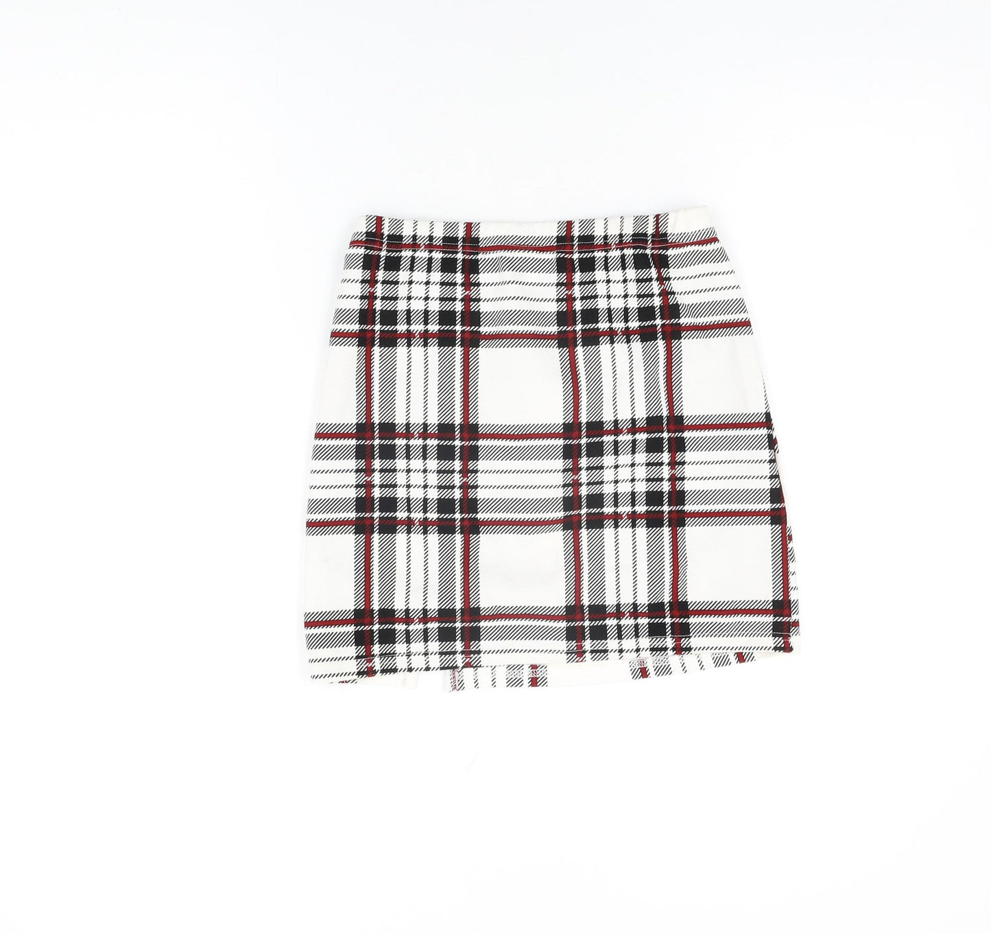 Joocy Babi Womens White Plaid Cotton Mini Skirt Size XS