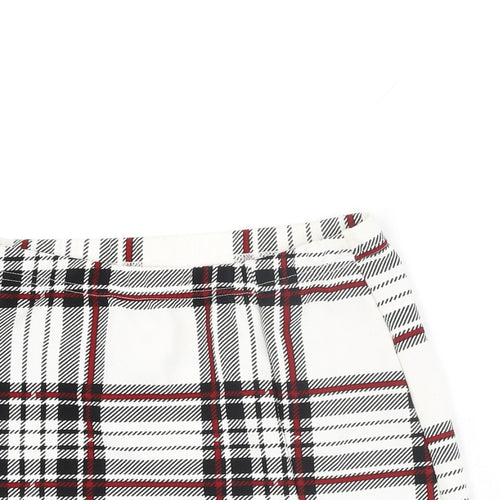 Joocy Babi Womens White Plaid Cotton Mini Skirt Size XS