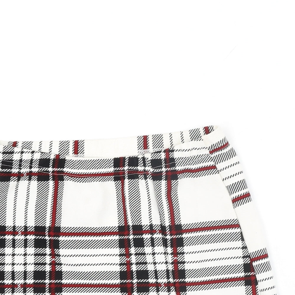 Joocy Babi Womens White Plaid Cotton Mini Skirt Size XS