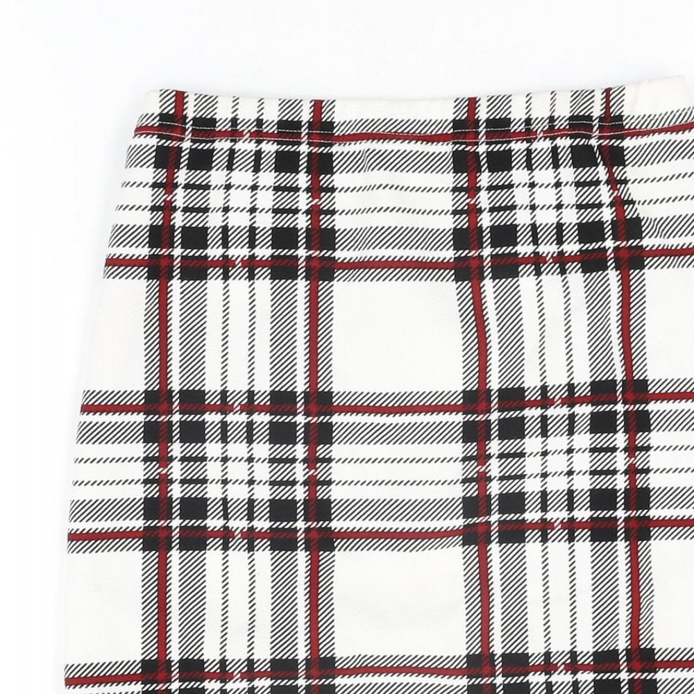 Joocy Babi Womens White Plaid Cotton Mini Skirt Size XS