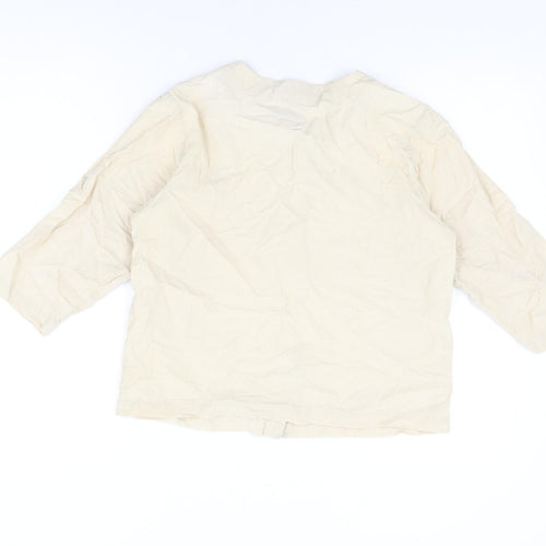 Orvis Womens Beige Cotton Basic Button-Up Size 6 Round Neck