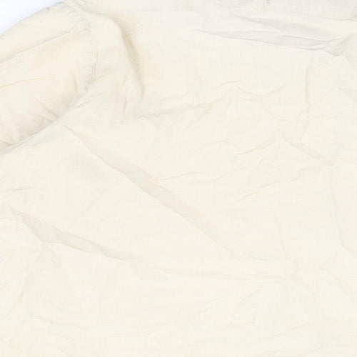 Orvis Womens Beige Cotton Basic Button-Up Size 6 Round Neck
