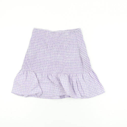 H&M Womens Purple Geometric Cotton Mini Skirt Size XS