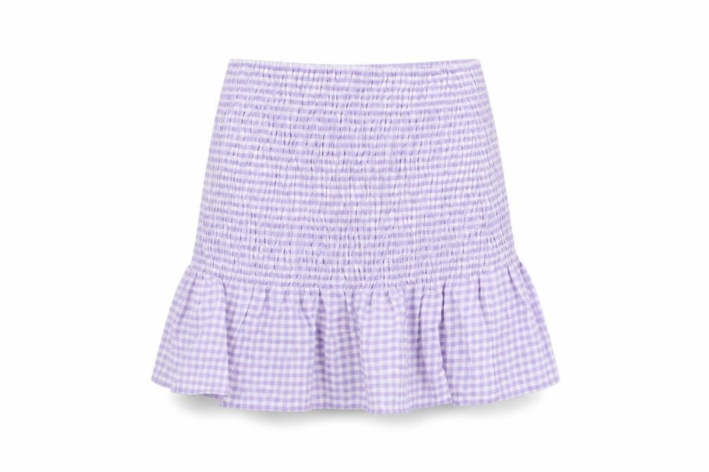 H&M Womens Purple Geometric Cotton Mini Skirt Size XS