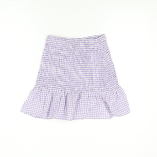 H&M Womens Purple Geometric Cotton Mini Skirt Size XS