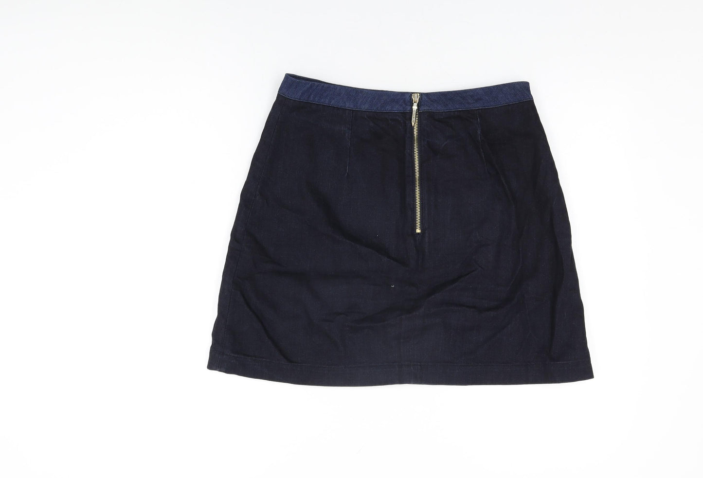 Ted Baker Womens Blue Cotton A-Line Skirt Size 12 Zip