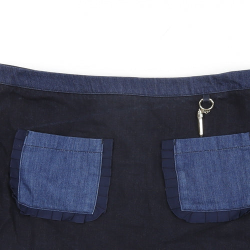 Ted Baker Womens Blue Cotton A-Line Skirt Size 12 Zip
