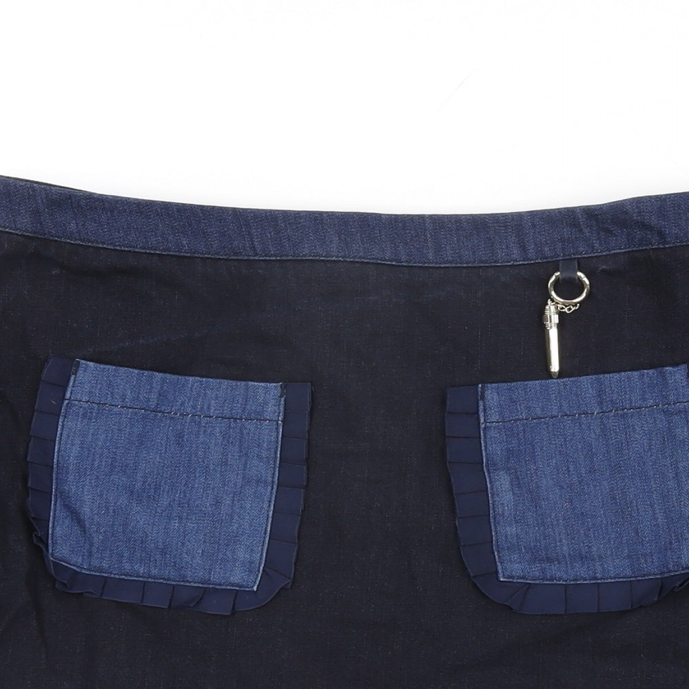 Ted Baker Womens Blue Cotton A-Line Skirt Size 12 Zip