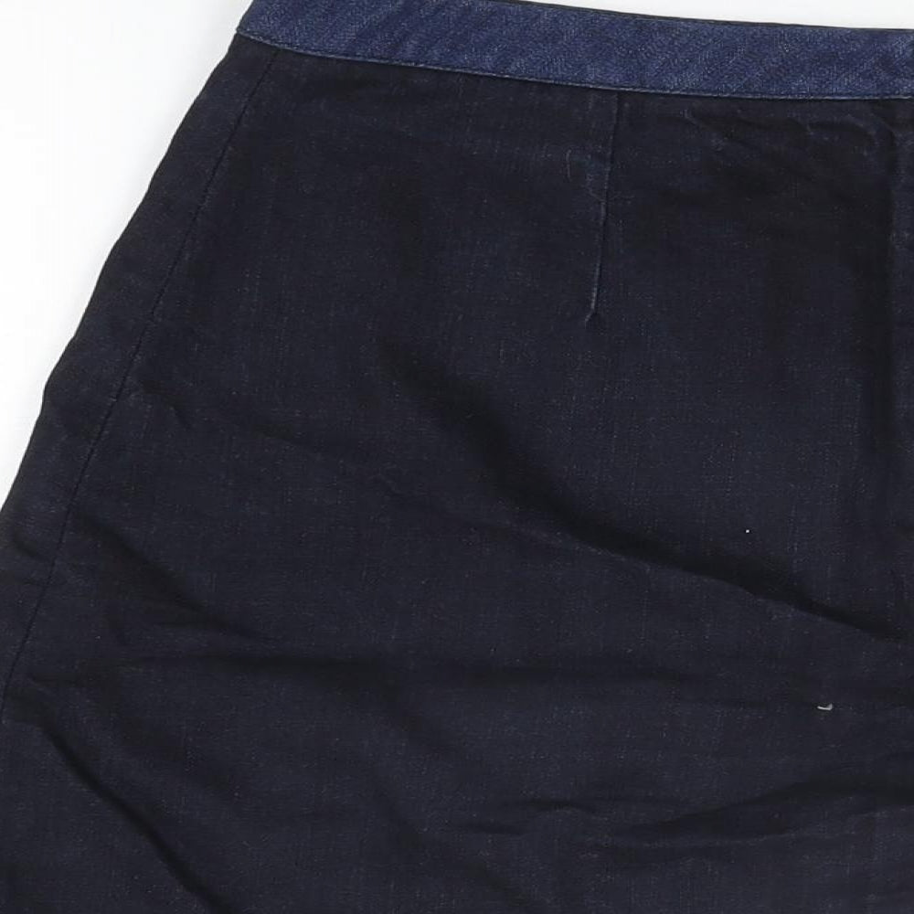 Ted Baker Womens Blue Cotton A-Line Skirt Size 12 Zip
