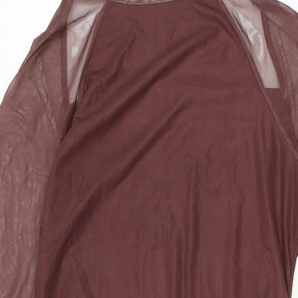 Cider Womens Brown Floral Polyester Shift Size L Square Neck Pullover