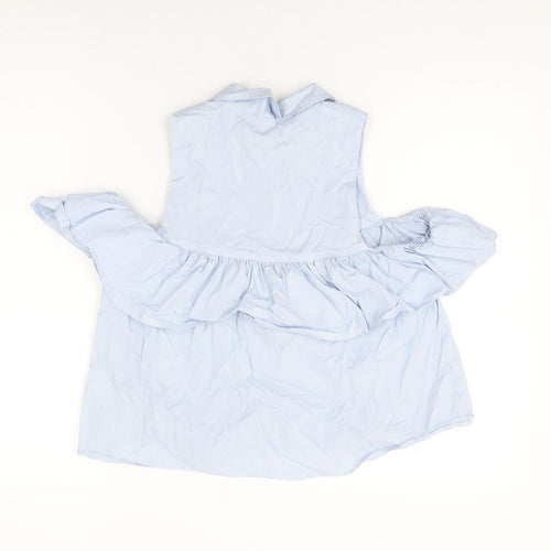 IVIVI Womens Blue Striped Cotton Basic T-Shirt Size M Collared