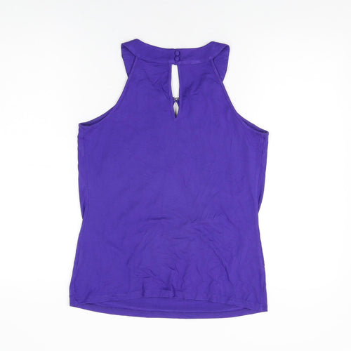 Julien Macdonald Womens Purple Viscose Basic T-Shirt Size 12 Round Neck