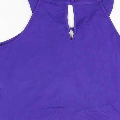 Julien Macdonald Womens Purple Viscose Basic T-Shirt Size 12 Round Neck