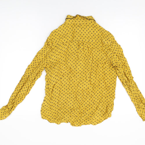 NEXT Womens Yellow Geometric Modal Basic Button-Up Size 12 Collared