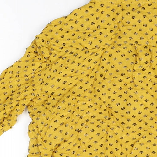 NEXT Womens Yellow Geometric Modal Basic Button-Up Size 12 Collared