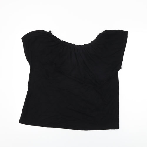 M&Co Womens Black Viscose Basic T-Shirt Size 18 Round Neck