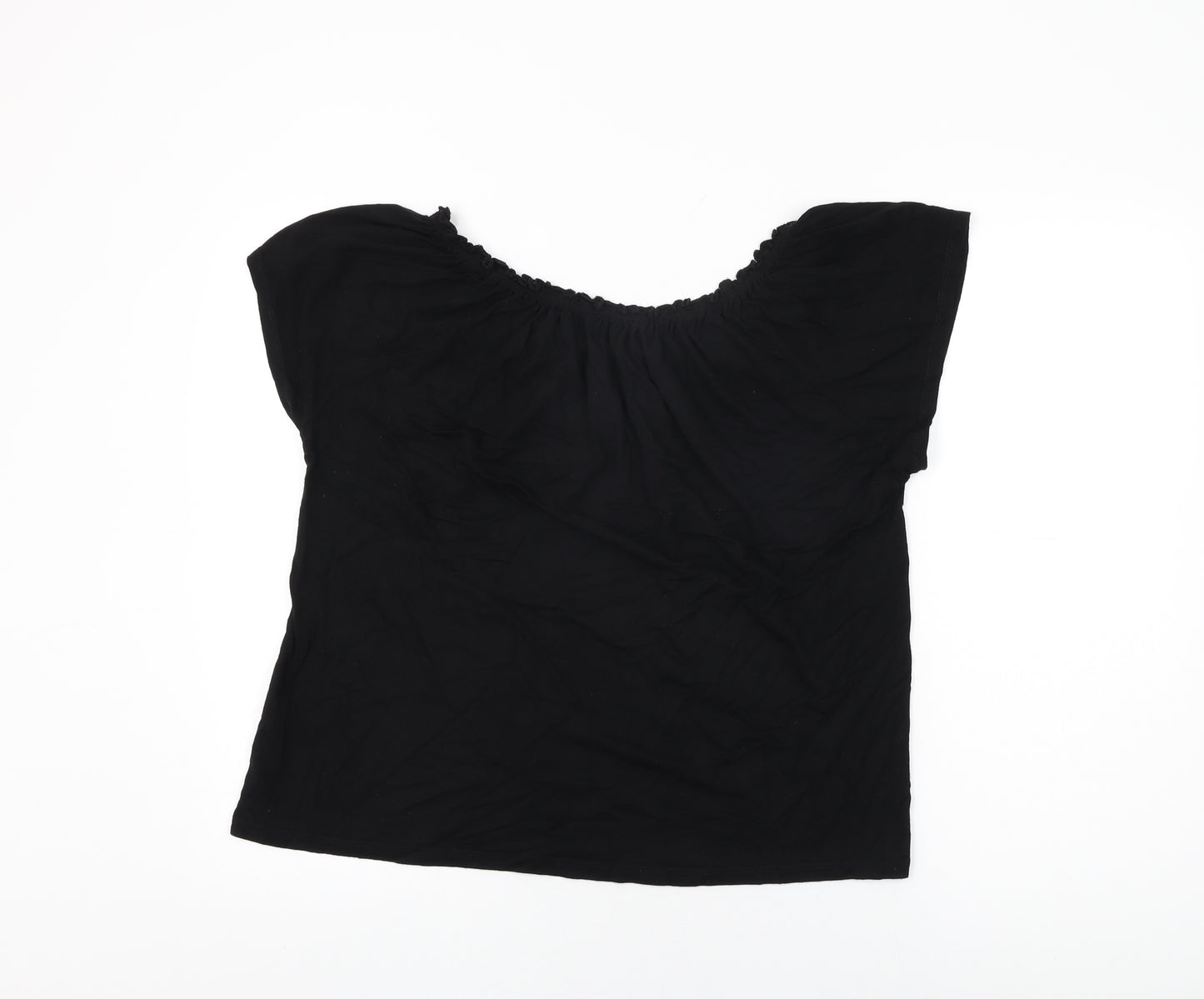 M&Co Womens Black Viscose Basic T-Shirt Size 18 Round Neck