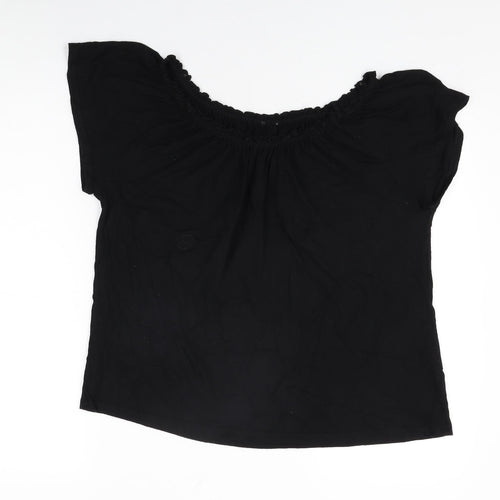 M&Co Womens Black Viscose Basic T-Shirt Size 18 Round Neck