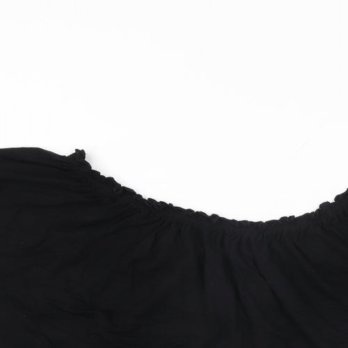 M&Co Womens Black Viscose Basic T-Shirt Size 18 Round Neck