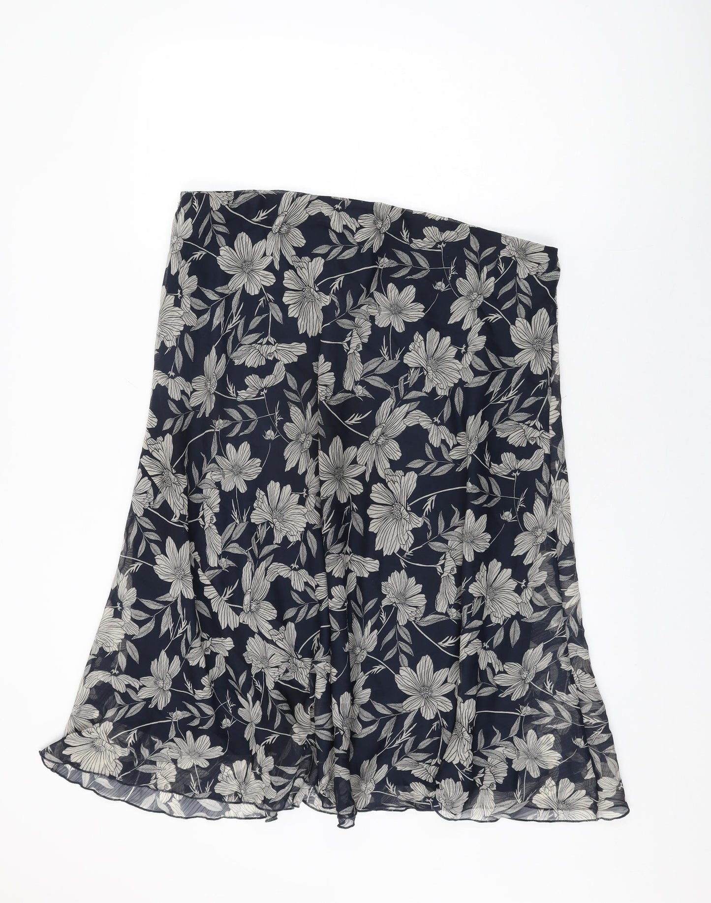 Isle Womens Blue Floral Polyester Swing Skirt Size 20