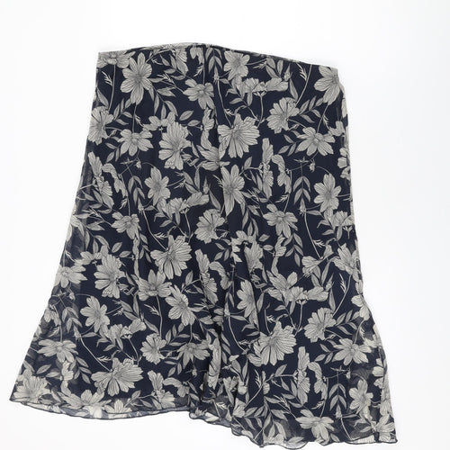 Isle Womens Blue Floral Polyester Swing Skirt Size 20