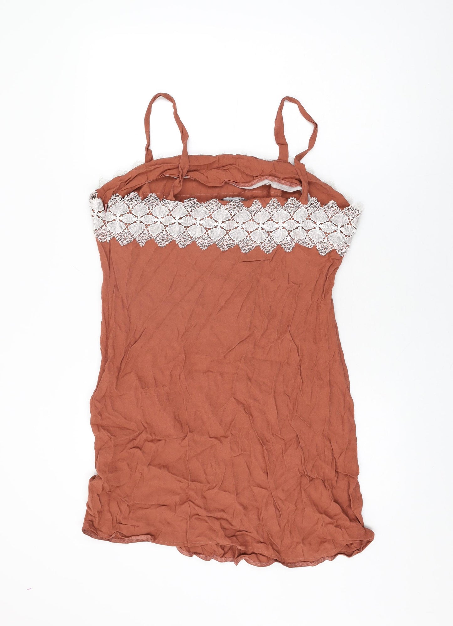 New Look Womens Brown Viscose Basic T-Shirt Size 16 Square Neck