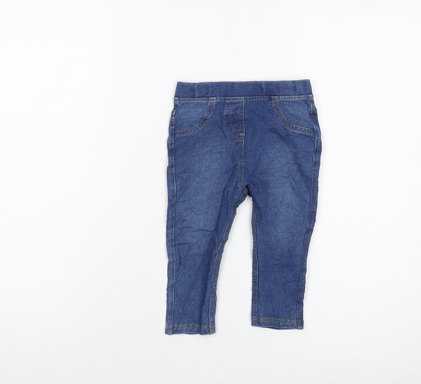 Marks and Spencer Girls Blue Cotton Jogger Leggings Size 18-24 Months Pullover