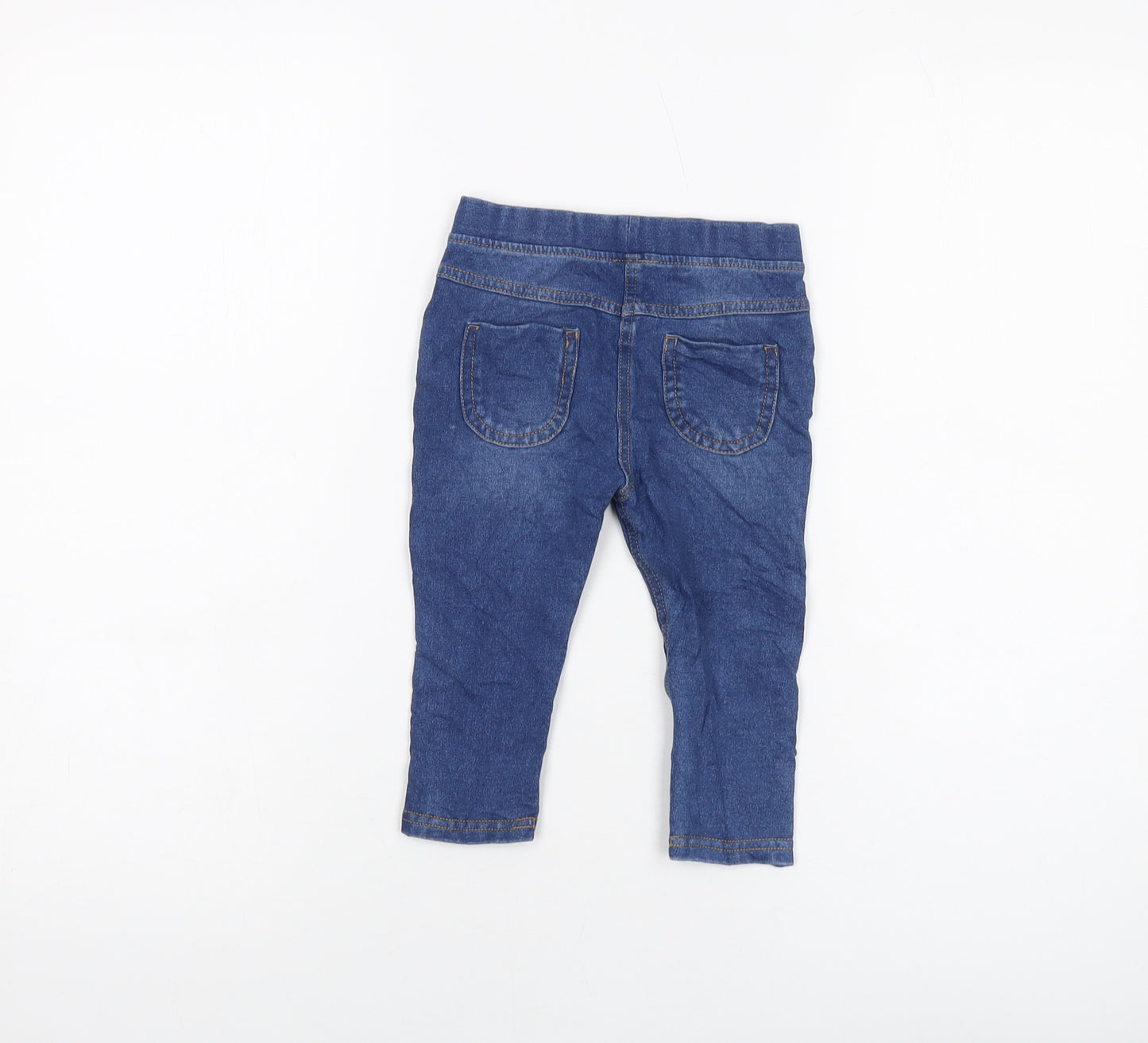 Marks and Spencer Girls Blue Cotton Jogger Leggings Size 18-24 Months Pullover