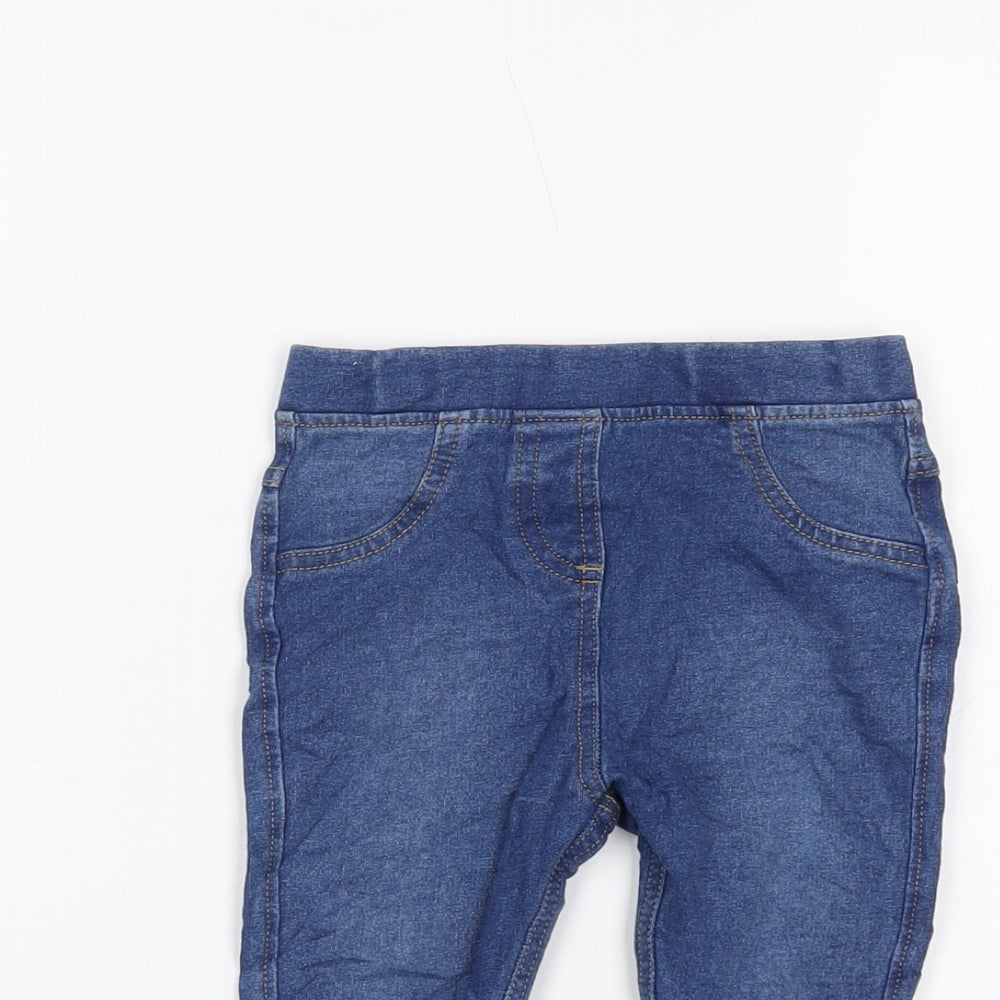 Marks and Spencer Girls Blue Cotton Jogger Leggings Size 18-24 Months Pullover