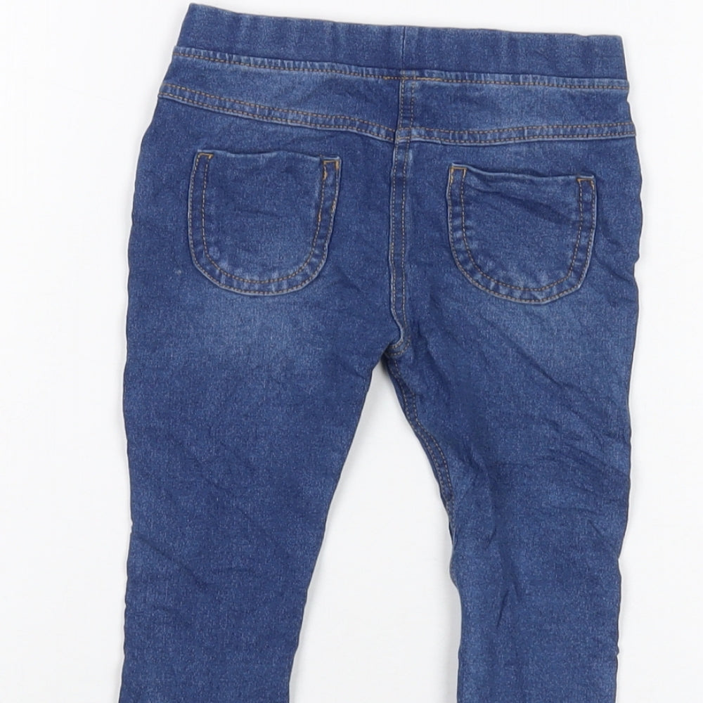 Marks and Spencer Girls Blue Cotton Jogger Leggings Size 18-24 Months Pullover
