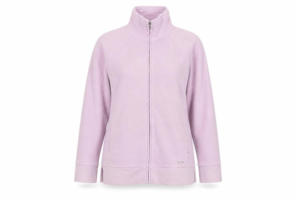 Front view of Alice Collins women’s pink jacket, size UK 12, zip