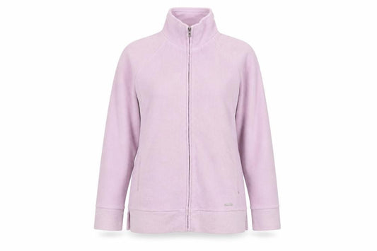 Front view of Alice Collins women’s pink jacket, size UK 12, zip