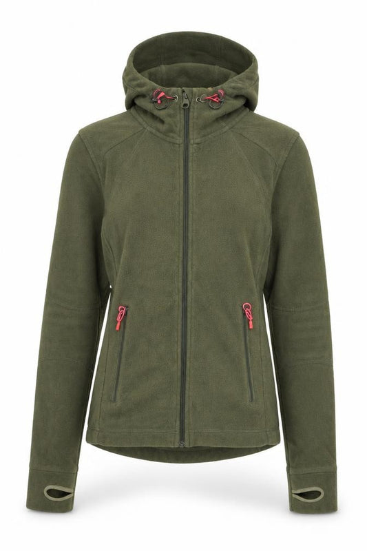 Front view of H&M women’s green jacket, size XS, zip
