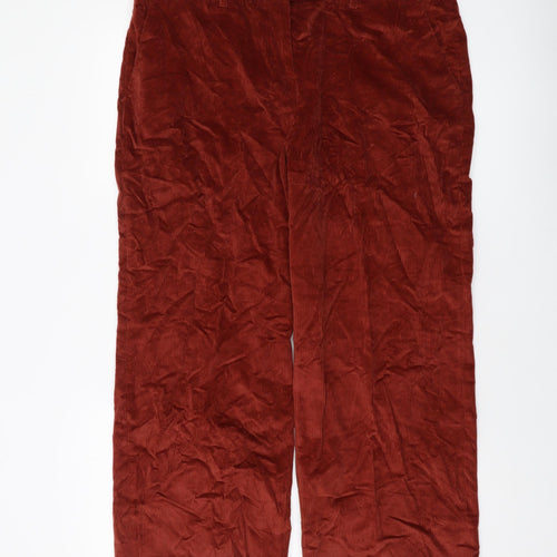 NEXT Womens Red Cotton Trousers Size 16 L25 in Regular Hook & Eye